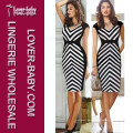 Fashion Striped MIDI Mittellänge Sexy Dame Abendkleid (L36026-2)